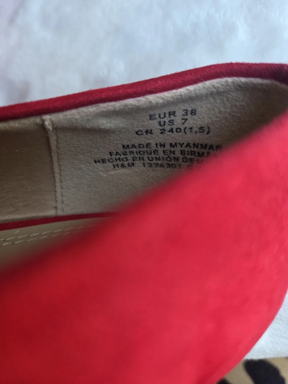 H&M Red Mary Jane Ballet Flats Square Toe Buckle Strap Women's US 7 EU 38